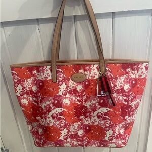 COACH floral leather tote bag